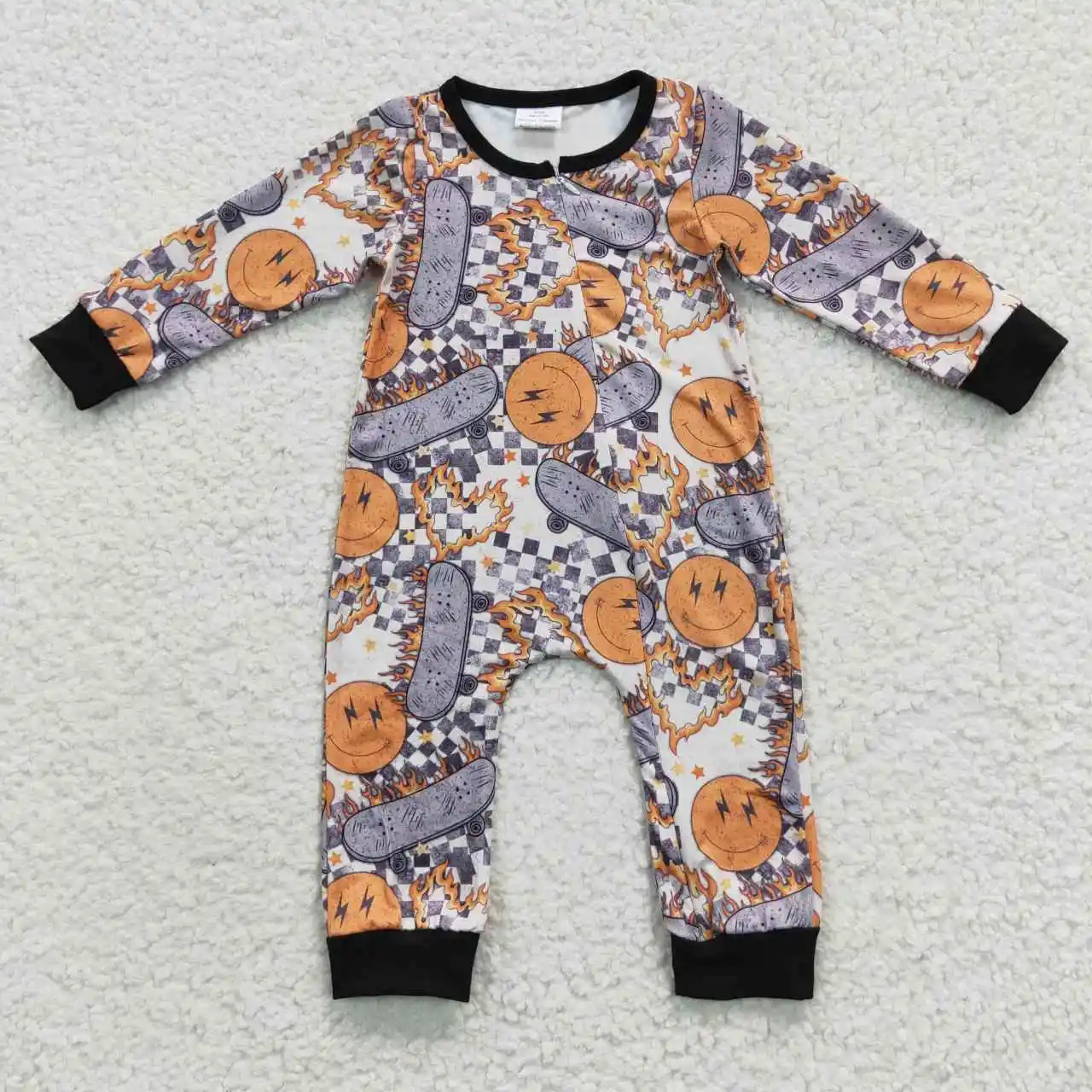 

New Design RTS NO MOQ B​aby Skateboard One-Pieces Toddler Fall Rompers Newborn Checkered Bodysuits