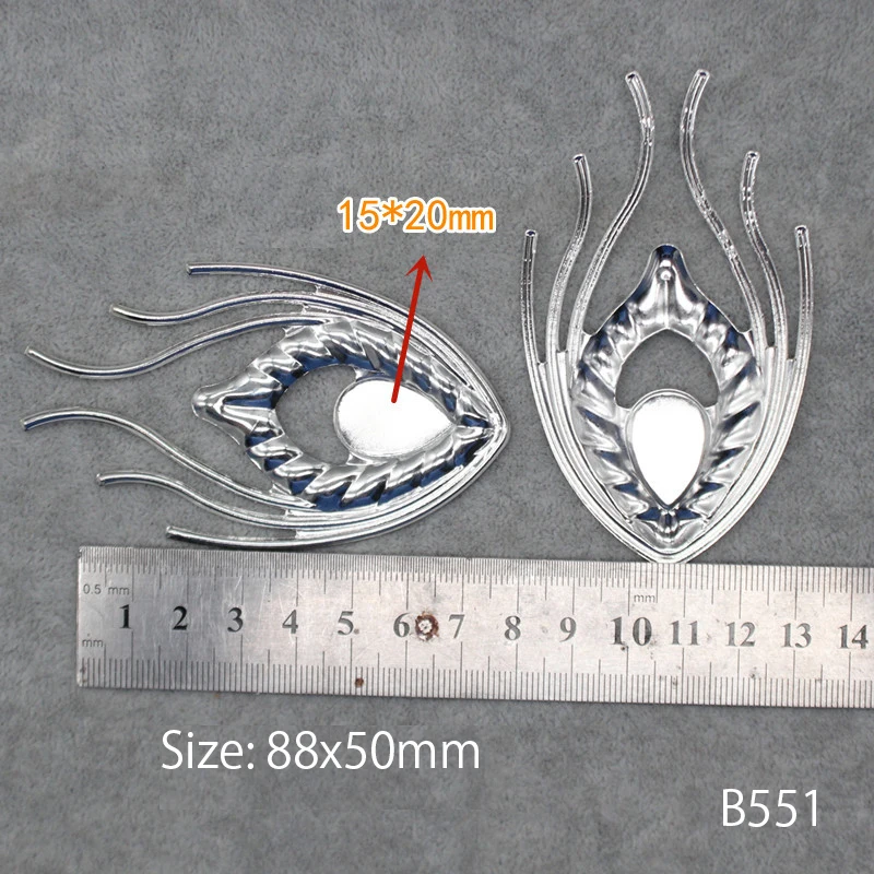 Peacock Feather Wing Filigree Wraps Connectors Metal Crafts Gift Hair Jewelry Accessories Ancient Fashion Decorative DIY Halo