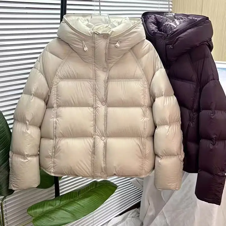 Winter New Fashion Women's Solid Color Long Sleeve Hooded Quilted Jackets Female Casual Trendy Simple Basic Parkas Clothes Tops
