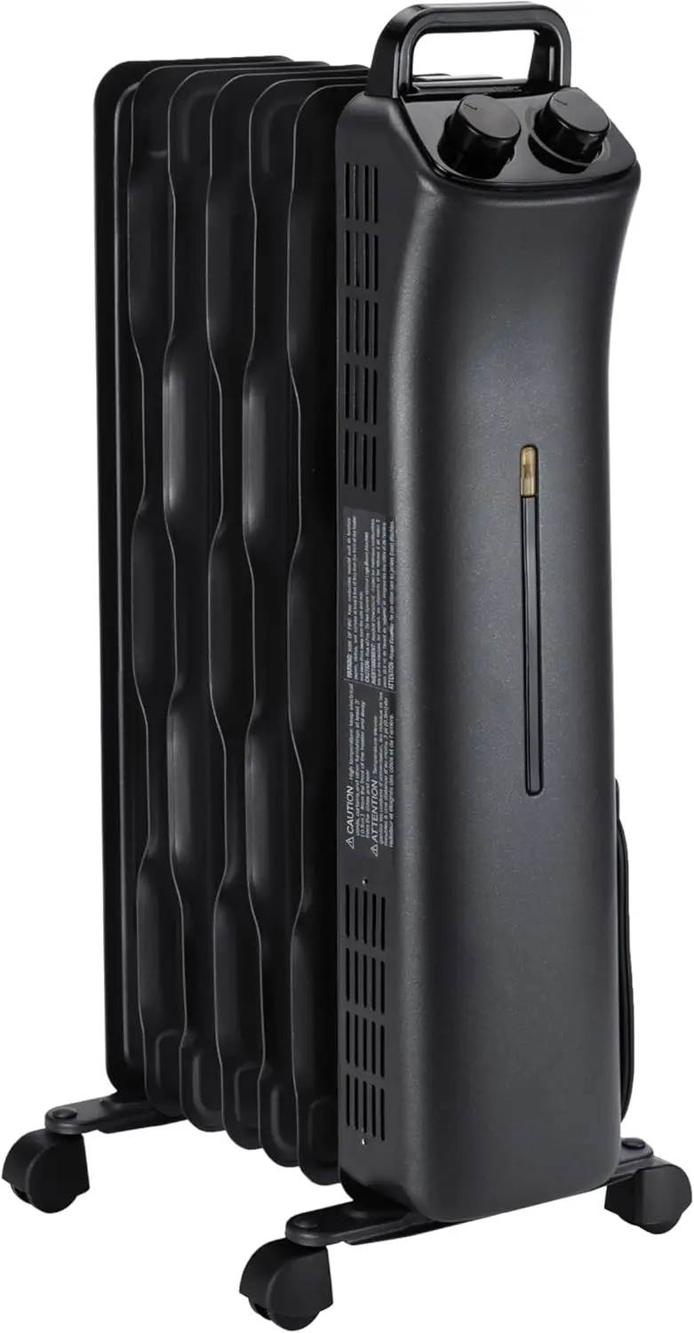 

Portable Oil Radiator Heater with 7 Fins, 3 Heat Settings, Thermostat, Tip-Over Protection, ETL Certified, 1500W Black