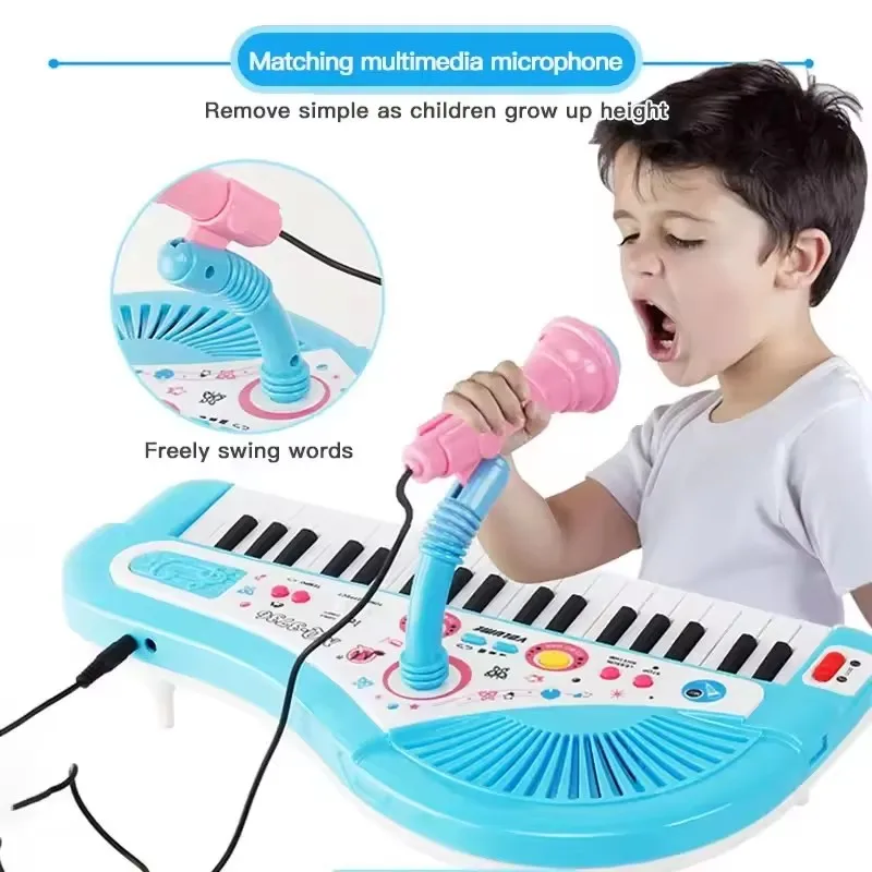 37-Tasten-Klavier mit elektronischer Tastatur für Kinder mit Mikrofon, Musikinstrument, Spielzeug, Lernspielzeug, Geschenk für Kinder, Mädchen, Jungen
