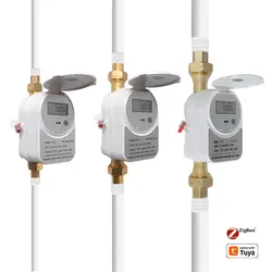 Tuya Zigbee Smart Valve Contatore d'acqua ad ultrasuoni DN15 DN20 DN25 con display LCD Misurazione del consumo di flusso della quantità d'acqua IP68