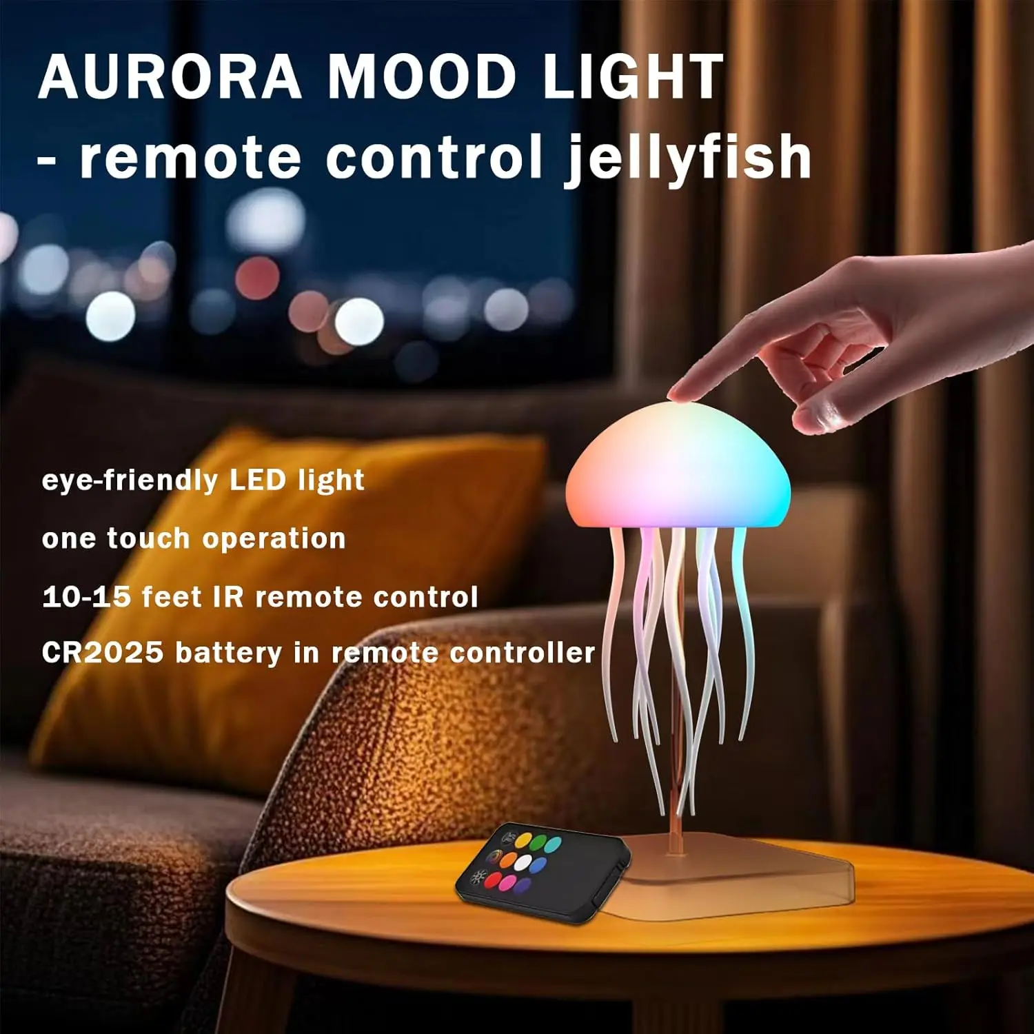 Bionic Jellyfish LED Night Lights USB Rechargeable with Remote Touch Control Dancing Tentacles RGB Gradient Lamp Bedroom Decor