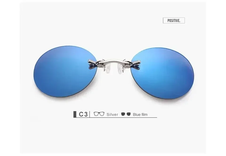 VIEWRING1-2PCS Clip-On-Nasenbrille, runde, randlose Matrix-Morpheus-Sonnenbrille, Mini-Brille ohne Rahmen, Vintage-Herrenbrille – Detail 9
