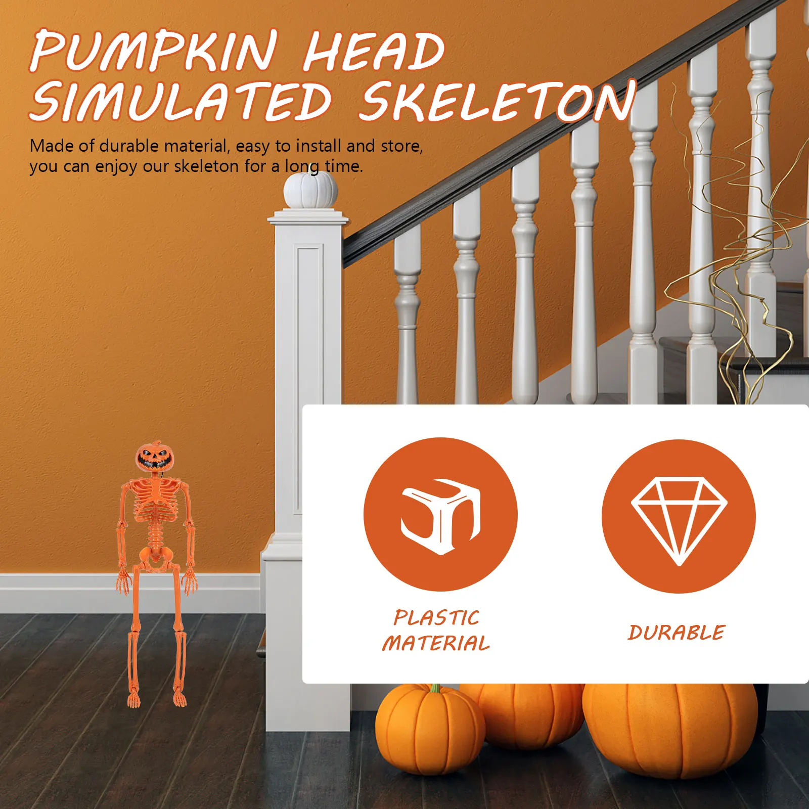 

Pumpkin Head Halloween Decoration Realistic Scary Craft Hanging nament Graveyard Atmosphere Party Props Garden Statue