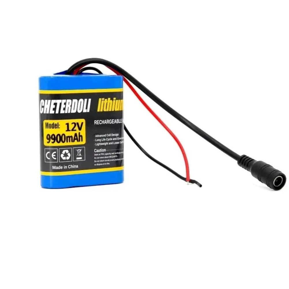 

3S1P 12V 9900mAh Rechargeable Li-ion Battery with BMS & Protection Board, 18650 Battery Packs +12.6V Charger for Universal Use.