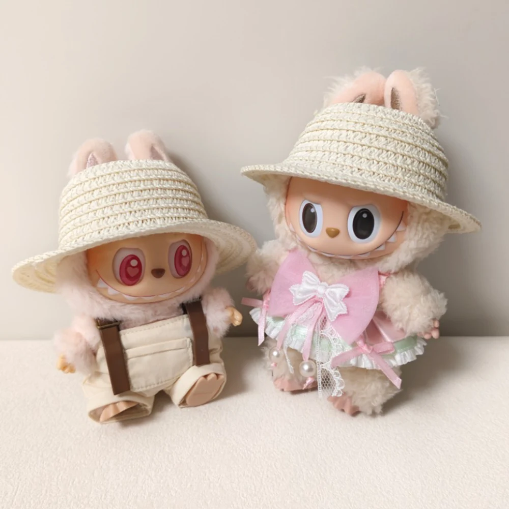 Leakage Ear Hollow Top Grass Hat 17cm Ropa Labubu Cute Little Doll Accessory Cute Hat Decoration