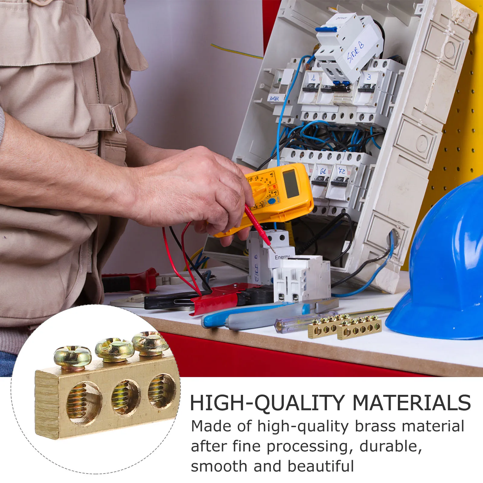 

10 pcs Copper Wire Terminals High Strength Electrical Grounding Bars Neutral Connector Block 610-12 Distribution Screw