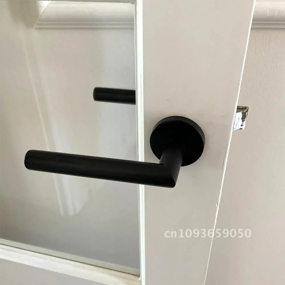 304 Brushed Handle Steel Door Handle, Hollow Spray Paint, Frosted Split Right Door Black Round Stainless Angle Cover,