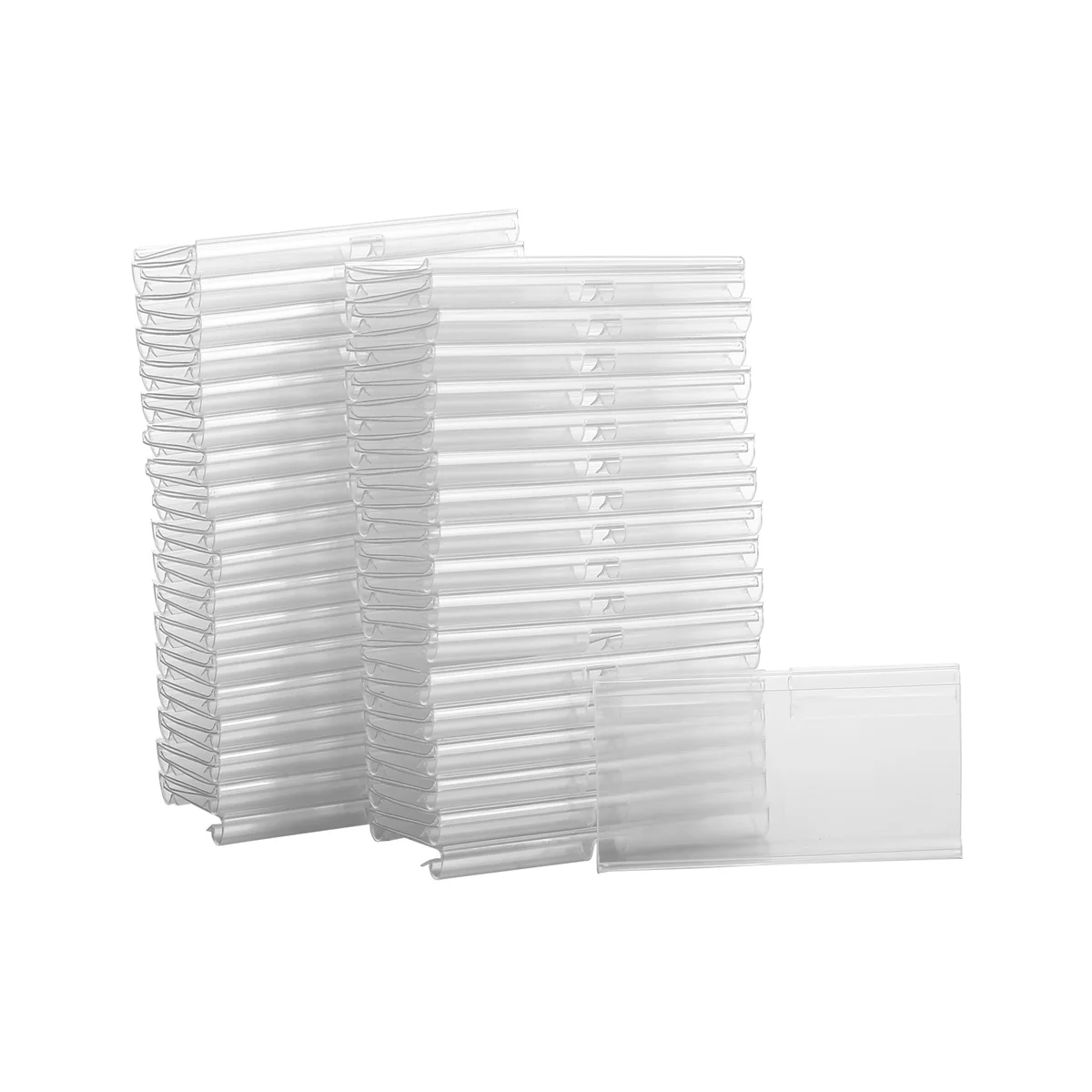 70PC 8X4.2cm Clear Plastic Label Holders for Wire Shelf Retail Price Label Basket Labels Clip on Labels for Storage Bins