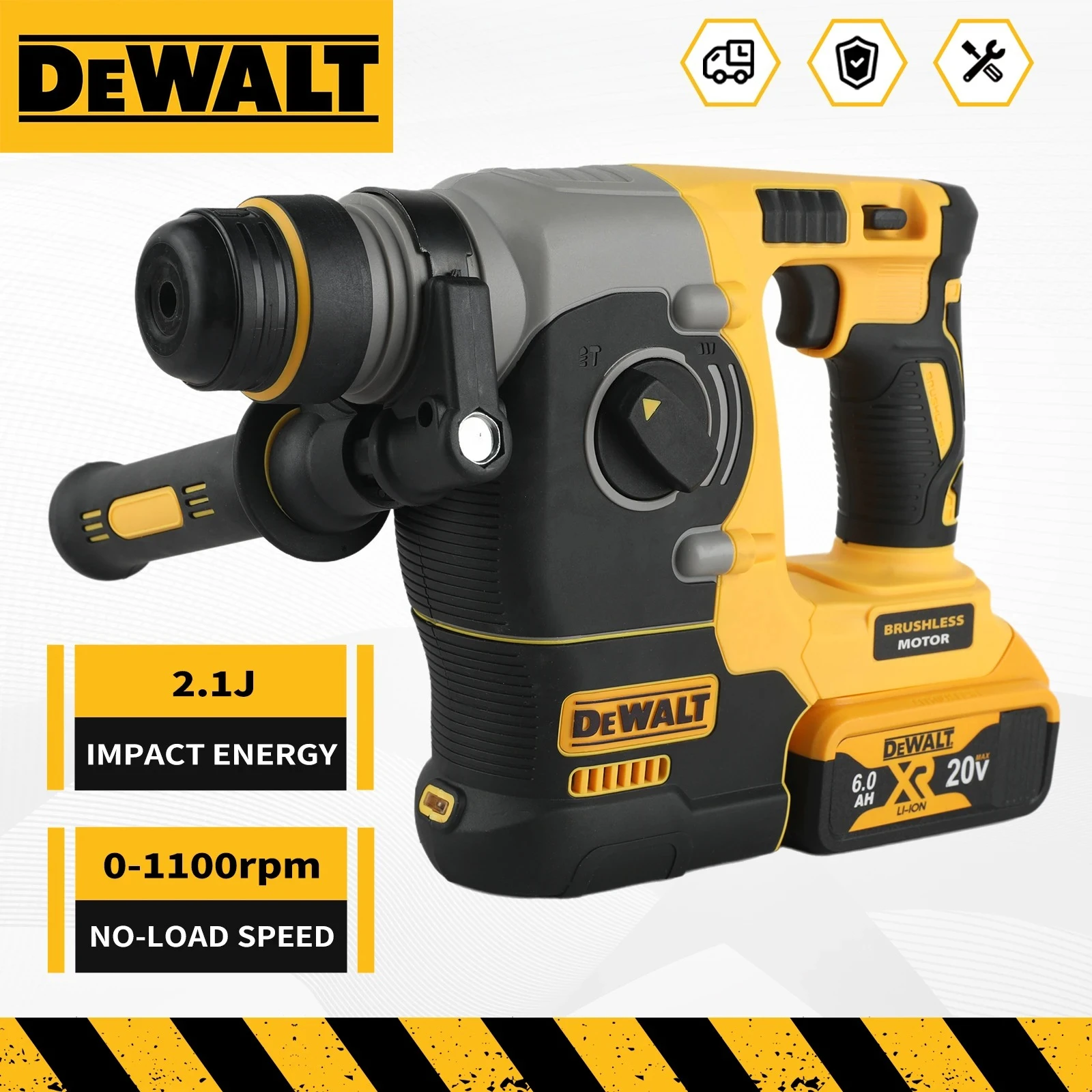 DEWALT DCH273 20V MAX Brushless SDS‑Plus Rotary Hammer Drill L‑Shape Cordless Percussion Drill, Tool Only No Battery