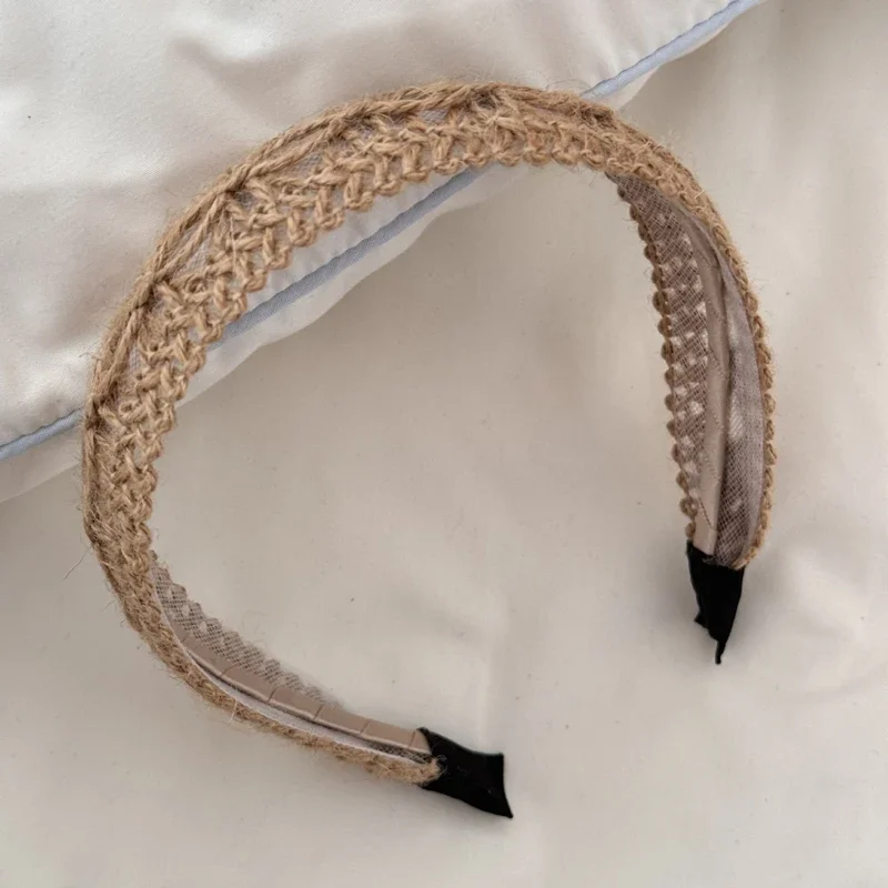 عصابة رأس واسعة الحواف من القش للنساء، عصابة رأس بوهيمية أنيقة ورشيقة وعصرية للصيف على قبعة الشاطئ #1