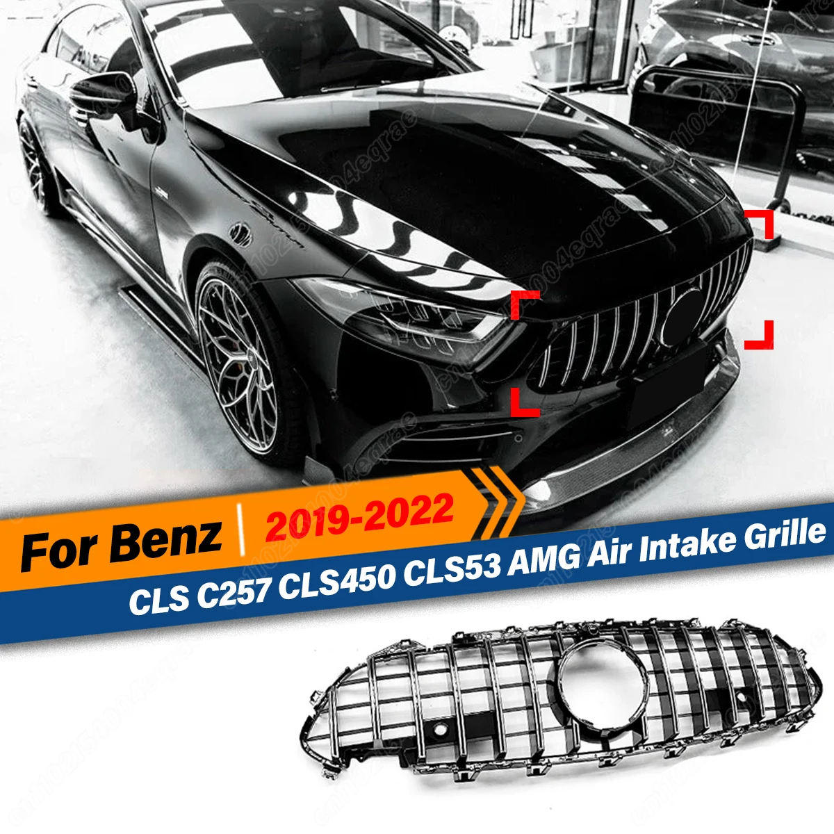 

Для Mercedes Benz CLS-Class C257 4-дверный купе 2019 2020 2021 2022 2023 GT Стиль Передний бампер Радиатор Воздухозаборная решетка Обвесы
