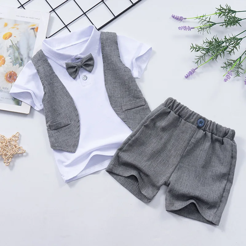 Summer New Baby Boy Clothes Sets T-shirt Shirt + Shorts Suit Casual Boys Clothing 1-5 Years