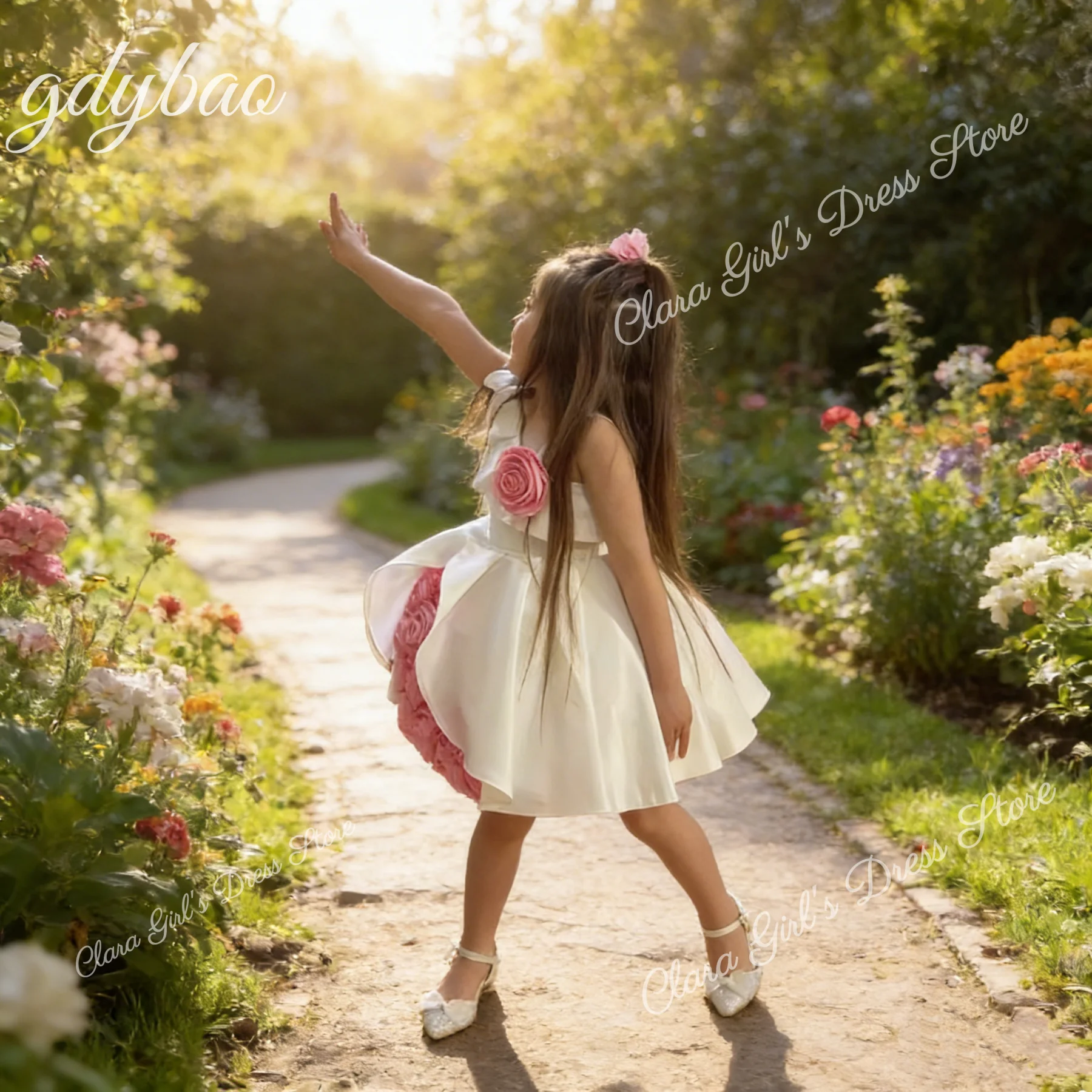 Mooie bloemenmeisje jurk 3D bloemenjurk bruiloft feestjurk prinses verjaardag aangepaste avondjurk