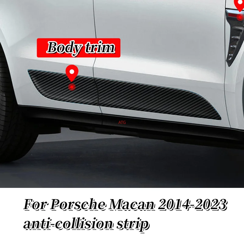 For Porsche Macan 2014-2023 4 pieces carbon fiber door panel side skirt molding decorative shield cover bumper seal separator