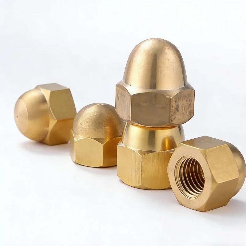 1Pcs Copper Cap-Shaped Nuts, Cap-Type Screws, Copper Screw Caps, Hexagonal Cap Nuts, Rolled-Over Copper Caps, Copper Screws