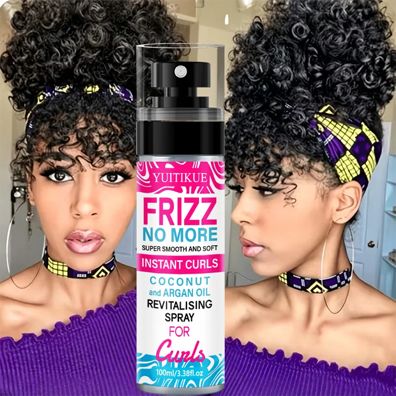 Coconut Argan Oil Anti Frizz Hair Mist Instant Bounce Curl Definition Nourish Smooth Soft Leave-in Curly Hair Care Spray 100ml