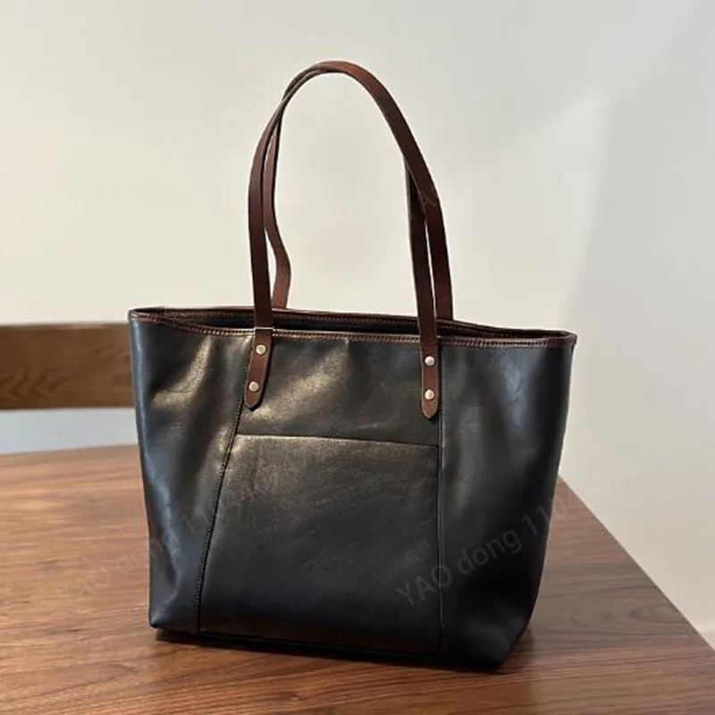 Yao Dong bolso de compras capa de cabeza de piel de vaca 2024 Otoño/Invierno bolso de cuero para mujer bolso de hombro de piel de vaca con pasta de árbol para ir al trabajo