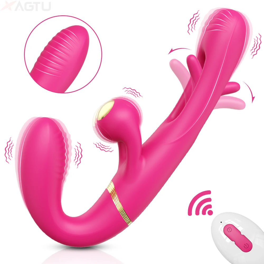 3 In 1 Tapping Flapping Vibrator for Lesbian Remote Control G-Spot Vibrator Clitoris Stimulator Masturbation Sex Toy for Women