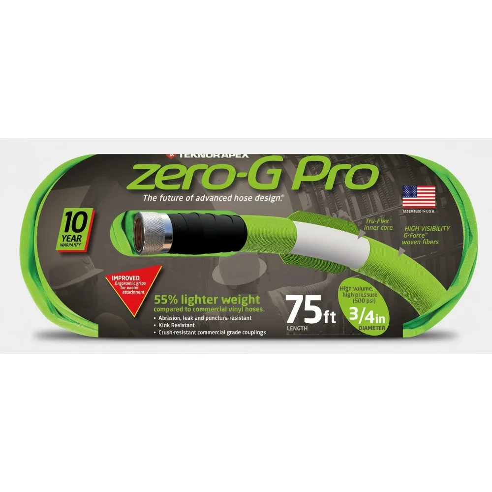 

Lightweight 3/4 Inch x 75ft Garden Hose, Green, Flexible All-Weather Use for Home and Pro Gardening