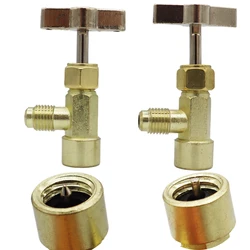 R-134A Can Tap R134A Dispenser Valve AC Refrigerant Bottle Opener with 1/4’’ SAE Male Thread to Connect R12 R22 Manifold