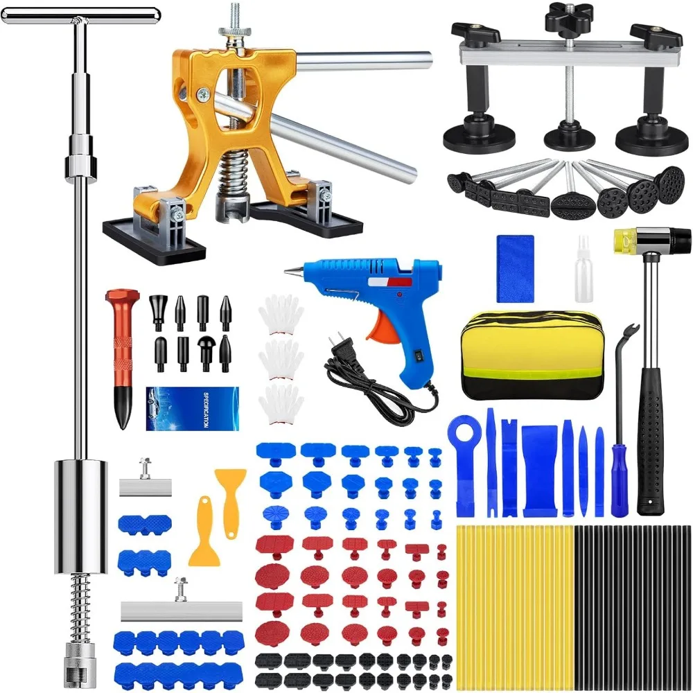 

134PCS Paintless Dent Removal Kit, Car Dent Puller Set with Slide Hammer, 2-in-1 T-Bar,