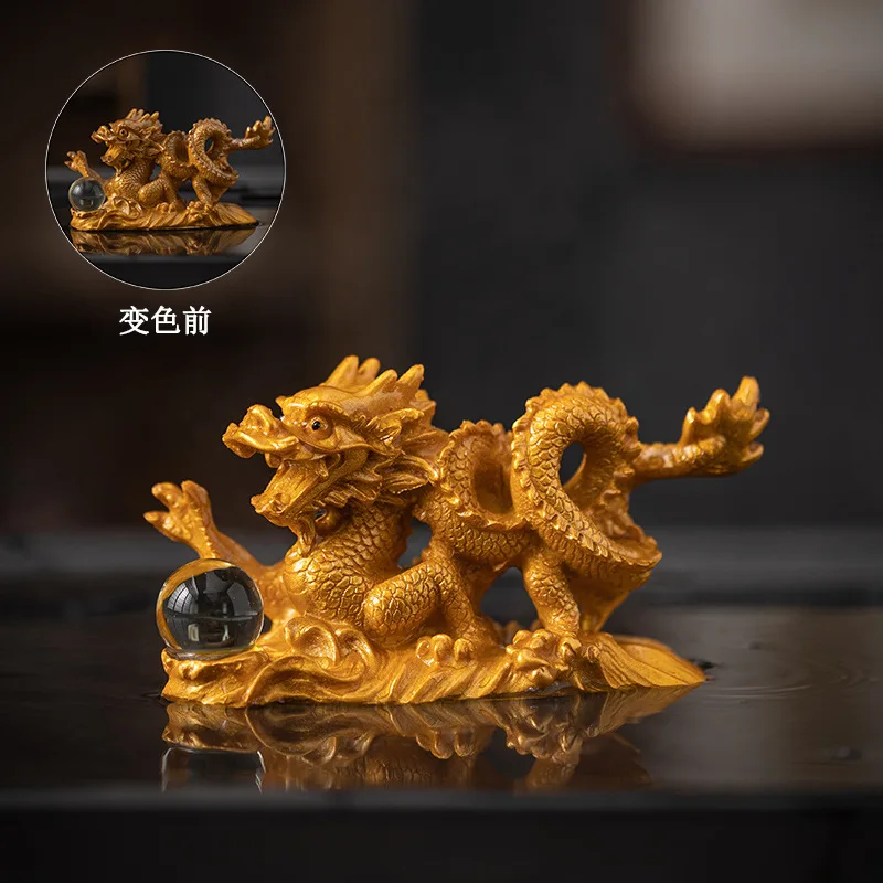 Xianglong jouant avec des perles, attirant la richesse, animaux de thé caméléon, ornements exquis pour nourrir le service à thé Kung Fu