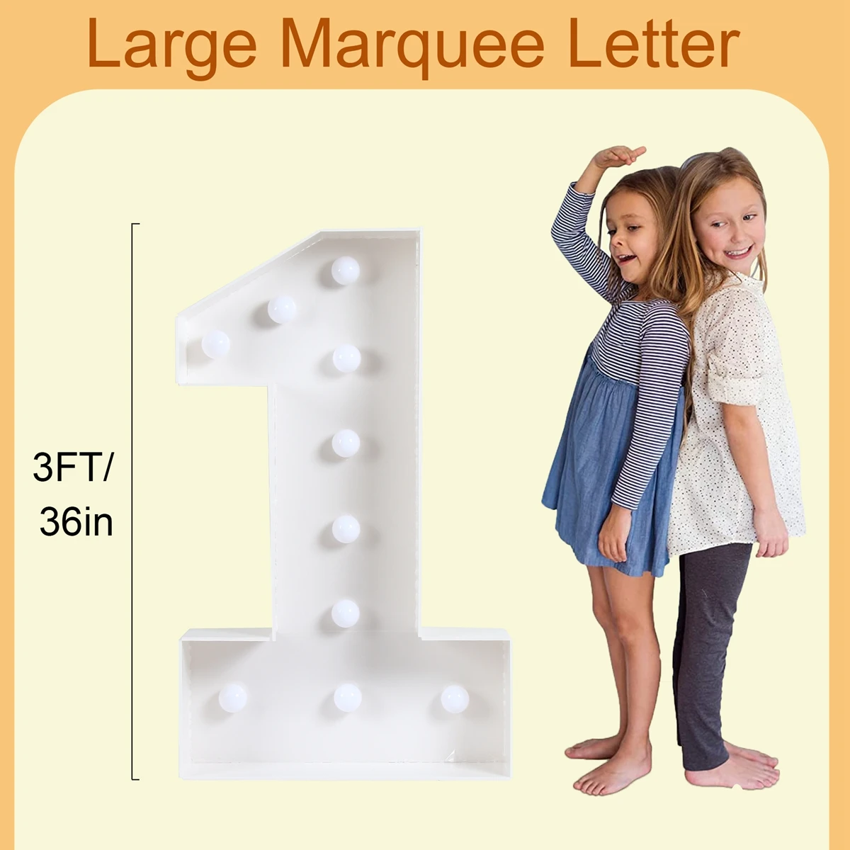 Numero LED Luminoso 100cm Per Decorazioni Festa - Kit Fai Da Te In Pannello Schiuma Per Compleanno, Laurea, Matrimonio - Luce Calda - 5