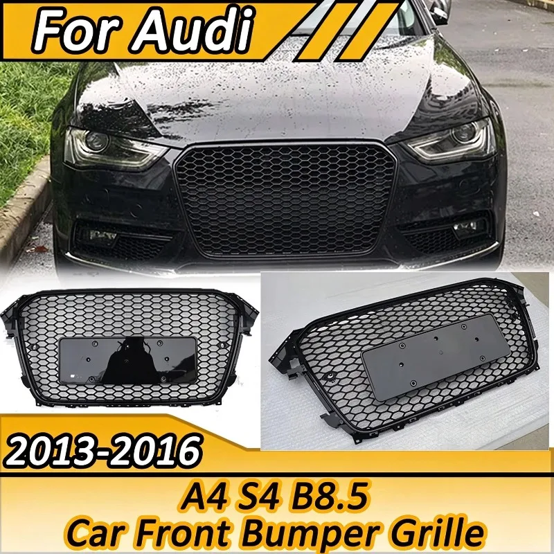For Audi A4 S4 B8.5 2013-2016 Upgrade RS4 Style Car Front Bumper Grille Honeycomb Mesh Racing Grill Cover Trim Accessories