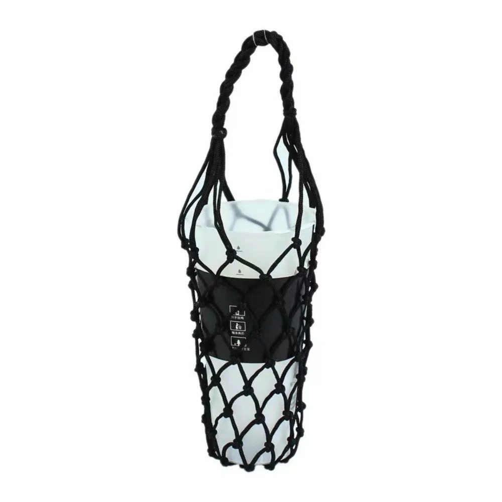 Portable Hand Woven Mesh Bag Hollow Out Reusable Coffee Bag Handheld Kettle Bag