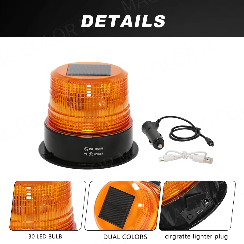 Luz Solar de advertencia de señal estroboscópica, lámpara de baliza de seguridad de emergencia para coche, agricultura, intermitente, Trialer de