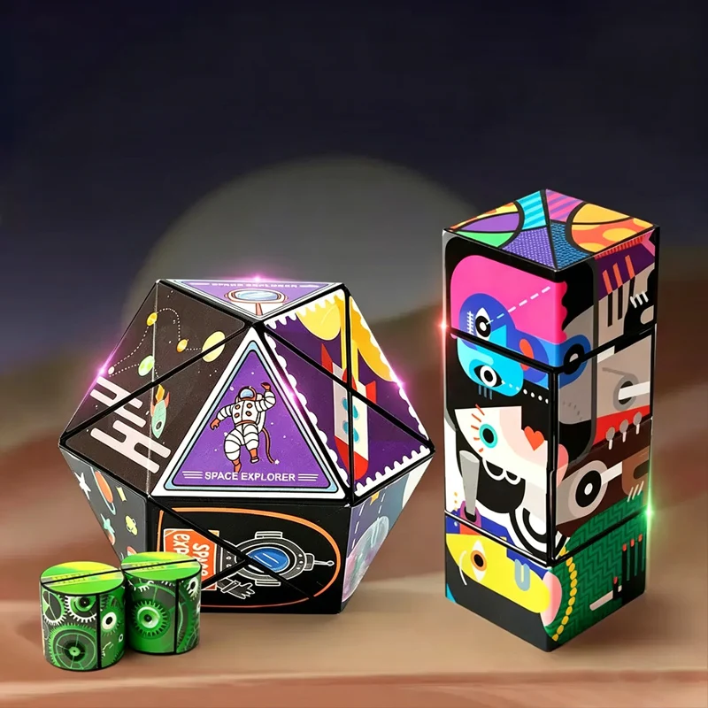 Caja de cambio de forma, cubo mágico magnético cambiable geométrico, rompecabezas de mano de descompresión 3D, juguete antiestrés para niños