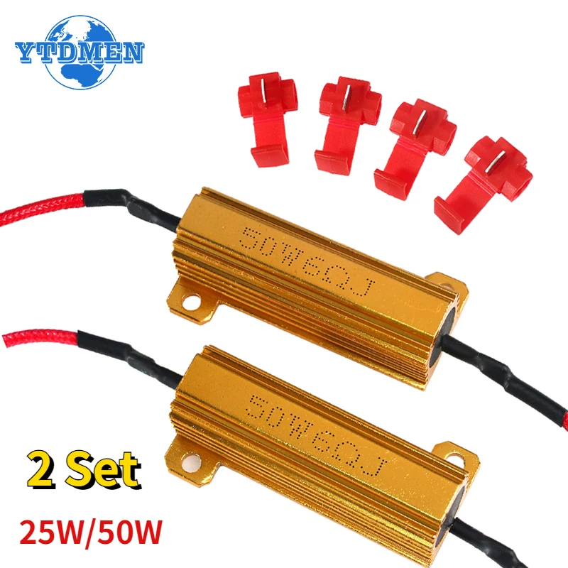 

2PCS 25W 50w 6ohm 8ohm 50ohm Load Resistor LED Flash Rate Turn Signals Light Indicator Controllers, for Car Lamp