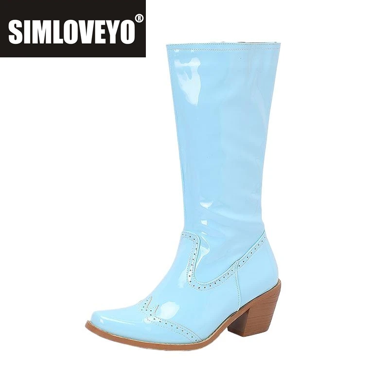 

SIMLOVEYO женские сапоги до колена для отдыха, туфли на блочном каблуке 6 см, размер 45, 46, 47, 48, мягкие повседневные бота для верховой езды