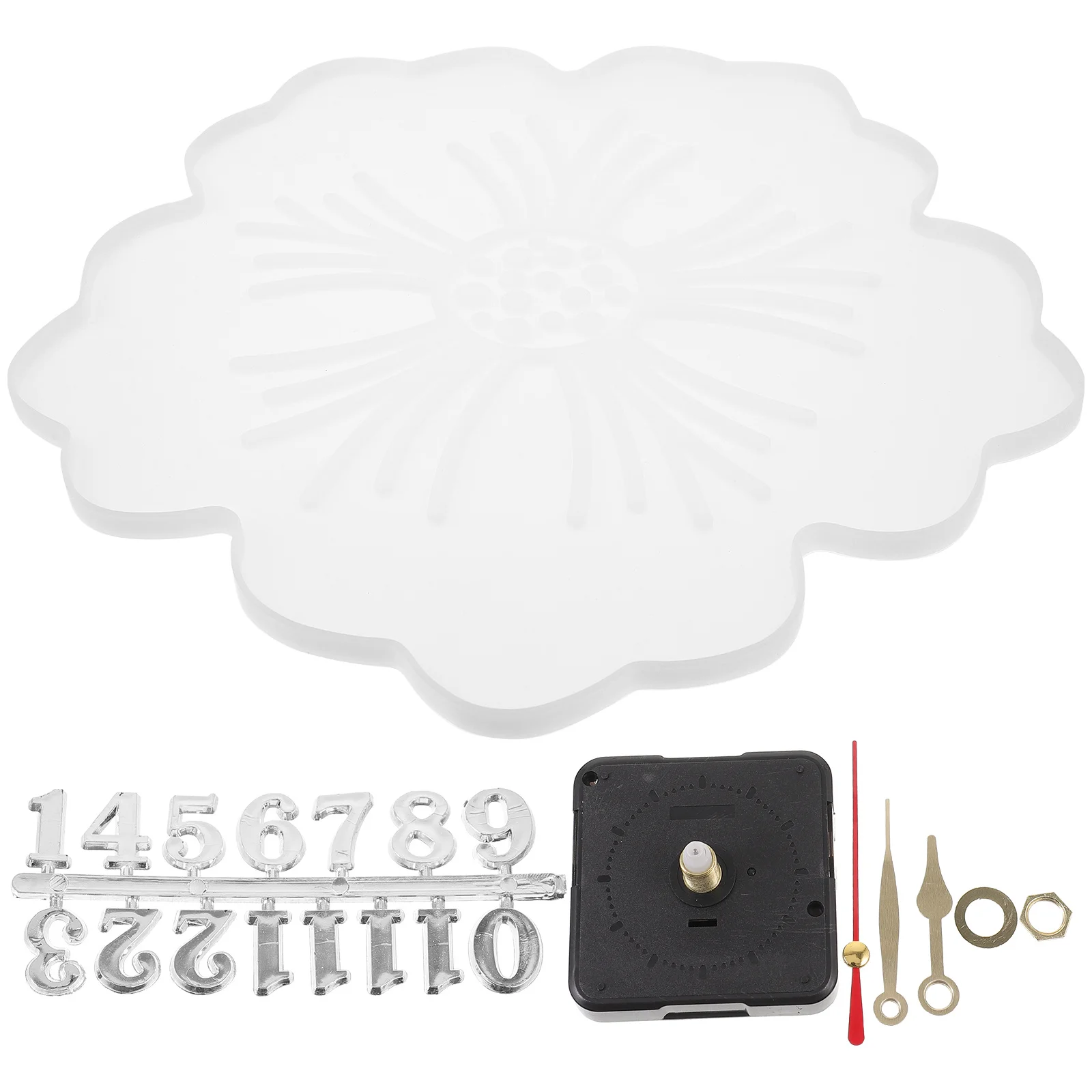 1Set Cetakan Jam Silikon Bentuk Bunga DIY Kit Cetakan Jam Manual Aksesori Pembuatan Kerajinan untuk Seni Resin Hadiah Buatan Tangan Unik