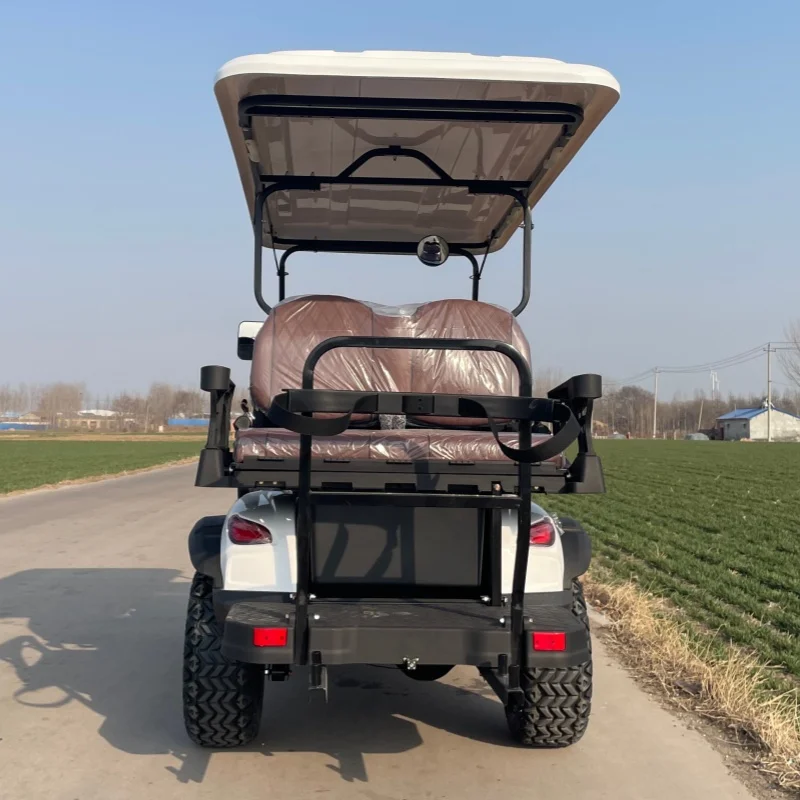 Electric Golf Cart 60V Sightseeing Car Energy-Saving And Environmentally Friendly Bumper And Front Basket Brown Upholstered Seat