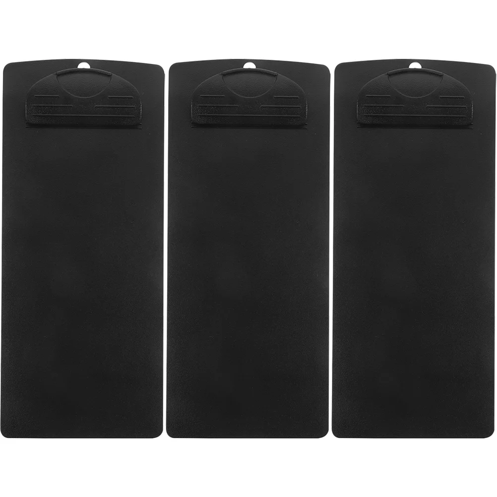 

3pcs Black Clipboard Writing Pad Bill Folder Restaurant Menu Paper File Clips Portfolio Storage Plastic Document Test