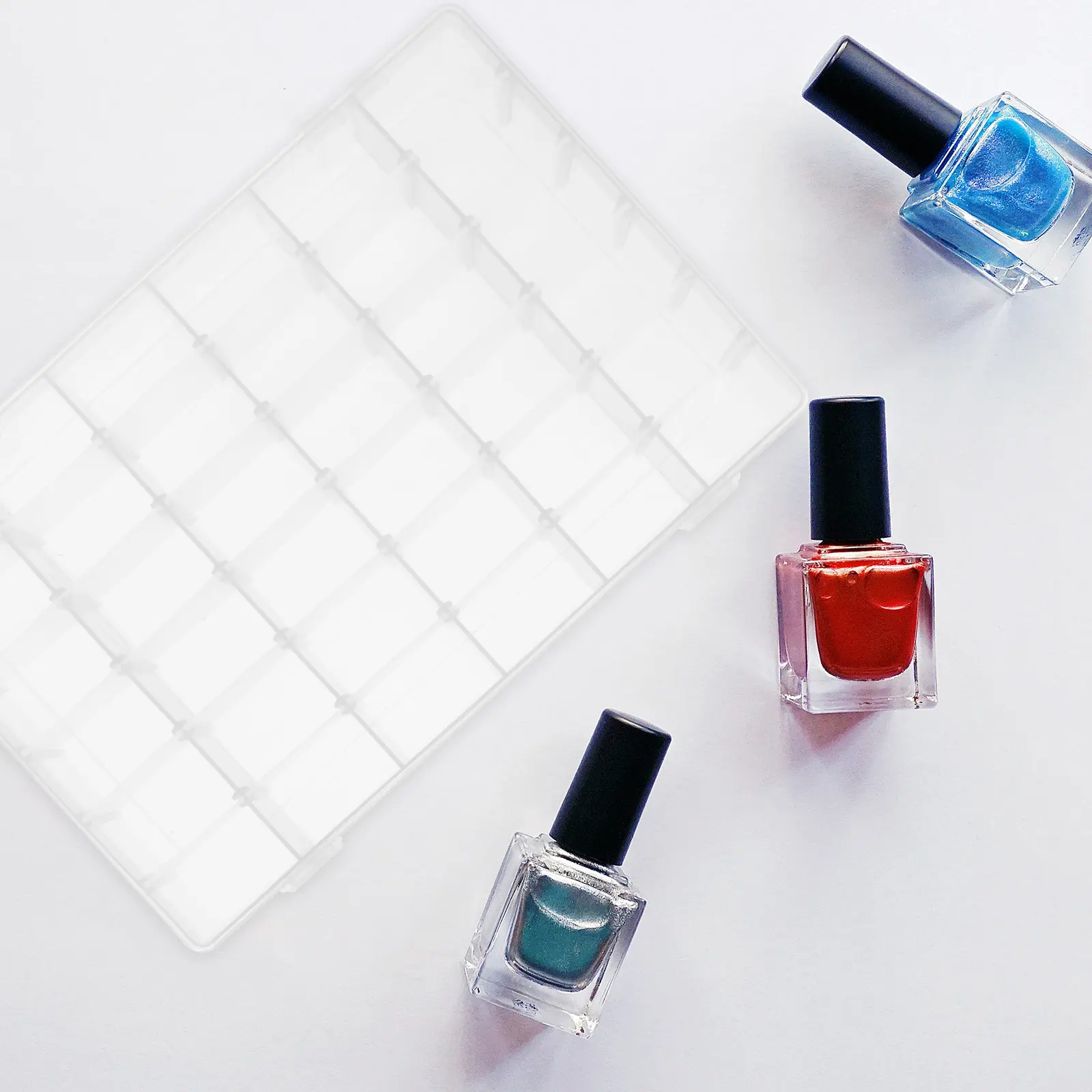 

2Pcs 36-Grid Transparent Plastic Nail Storage Box for Fake Nails False Nail Organizer Manicure Tool Holder Classified Storage