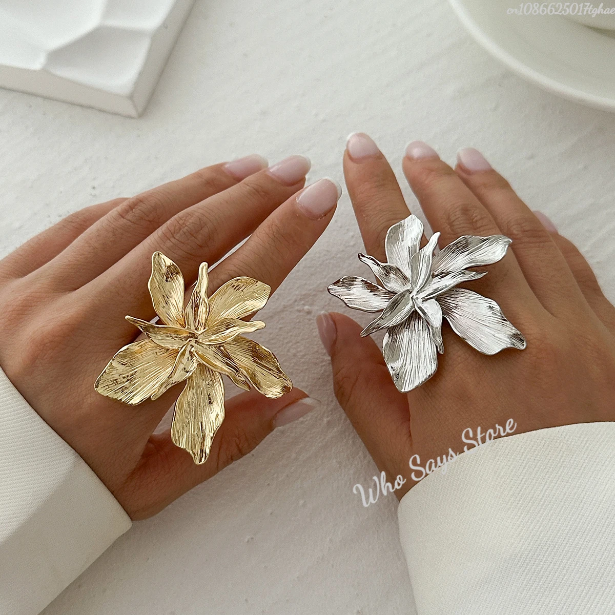 2025 تصميم شخصي مزدوج الطبقات حلقة زهرة معدنية للنساء الاتجاه الشرير حفلة قابل للتعديل خاتم السيدات مجوهرات هدية