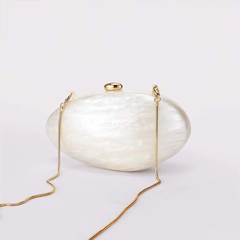 

Oval Acrylic Shell Bag Vintage Premium Texture Luxury Elegant Women Evening Bag Handbag Wedding Ladies Girls Women Crossbody Bag