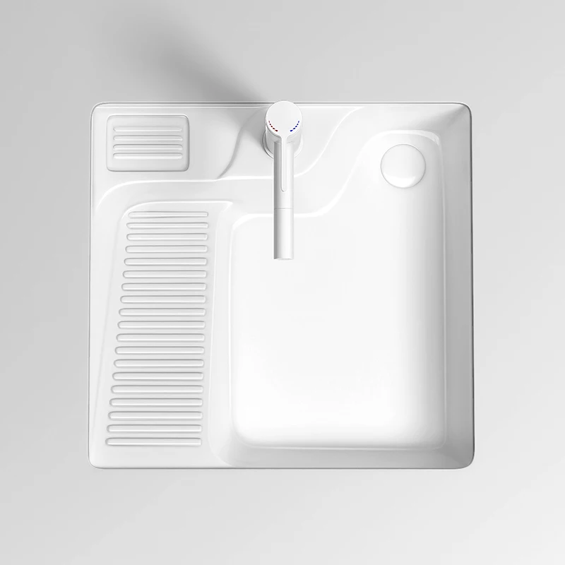 

Ceramic bathroom under-counter basin, balcony hand wash with washboard integrated embedded household washbasin
