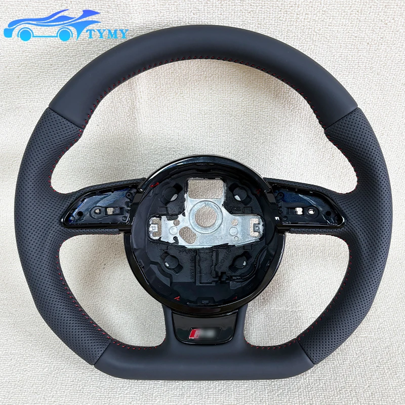 

Full perforated leather handle flat-bottom steering wheel for Audi A3, A4, A5, Q3, Q5, and Q7