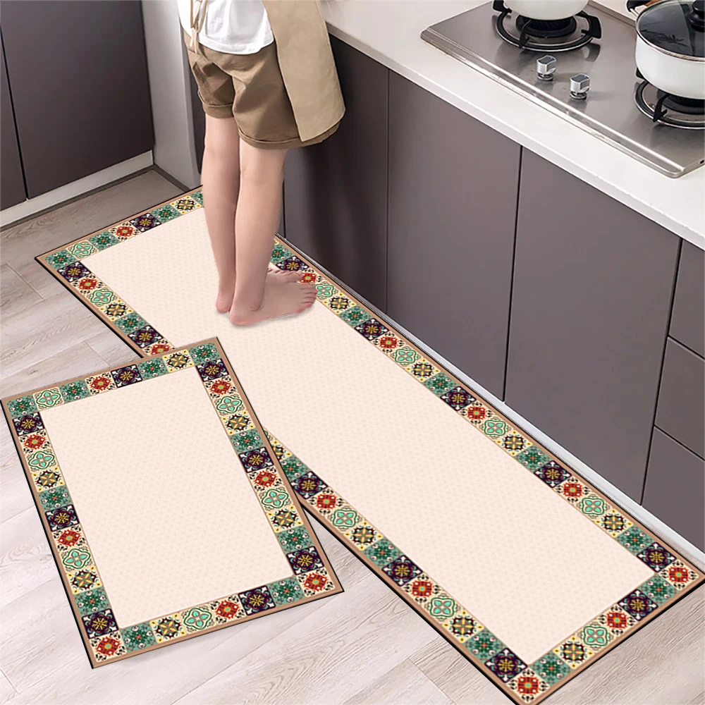 Rutschfeste Küchenmatte aus Kristallsamt, super saugfähige Fußmatten für die Küche, lange Teppiche, Badezimmer-Eingangstürmatte, Schlafzimmer, lange Teppiche – Detail 9