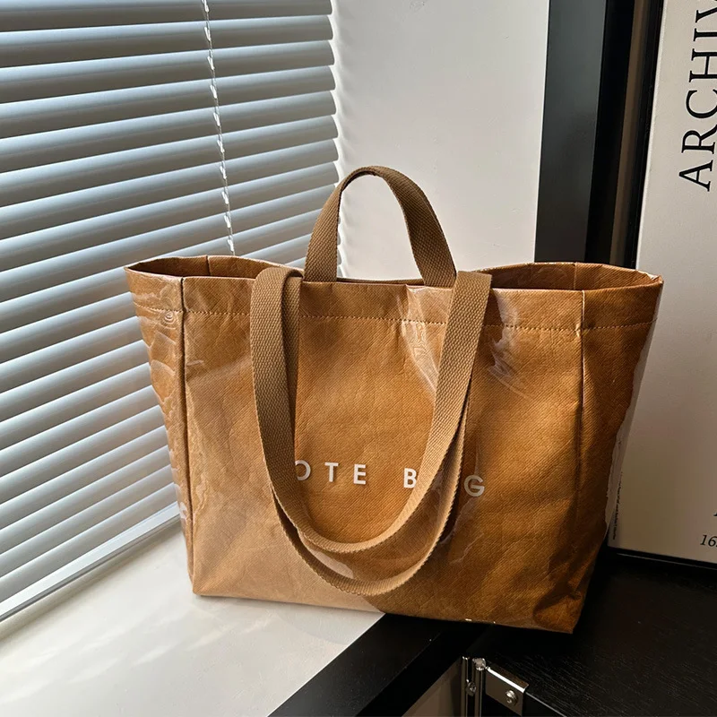 

Solid Color Tote Bag Large Capacity PVC Shoulder Bag for Work and Daily Used Casual Women's Bags Daily Commuting Bag