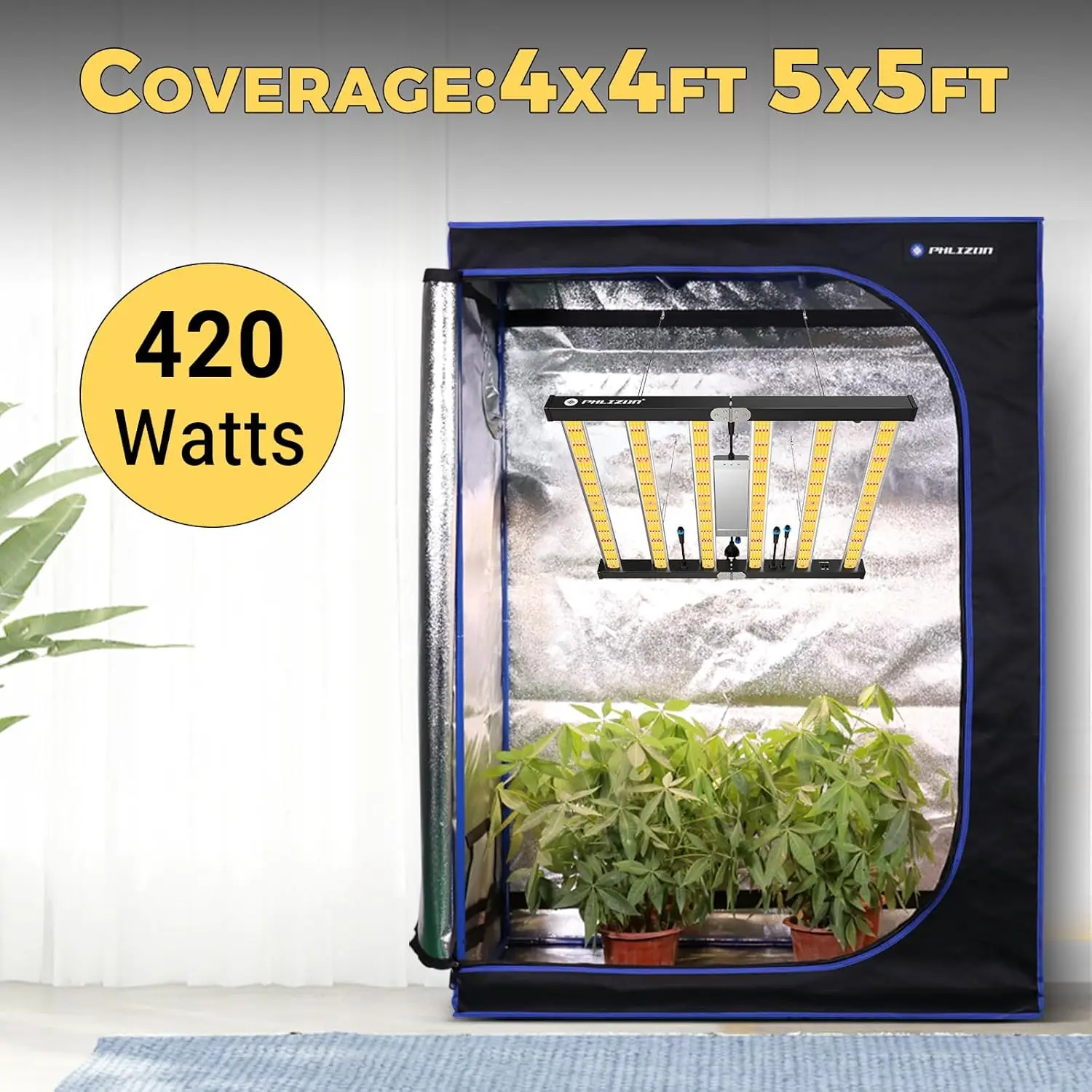 Plant Led Grow Light for 4x4ft 5x5ft Indoor Plants Coverage Daisy Chain Dimmable with UV IR Full Spectrum