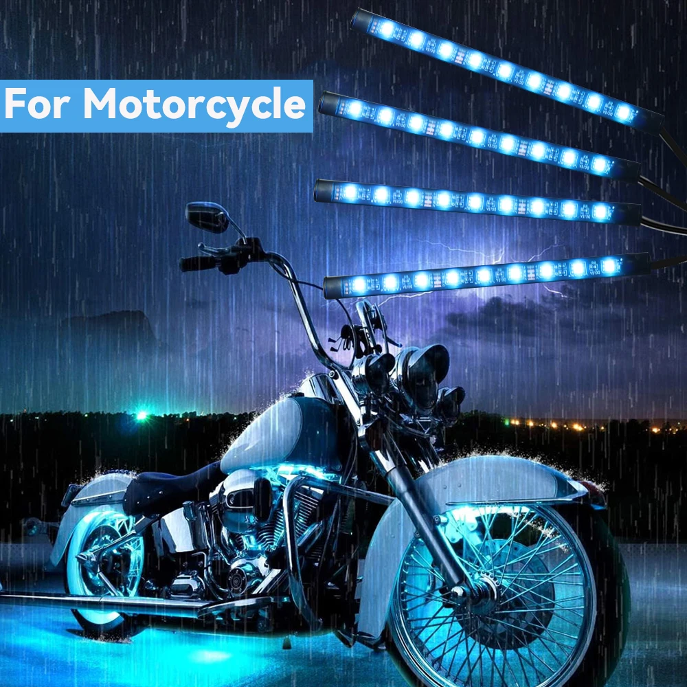 

APP LED Motorcycle Car Atmosphere Foot Light Remote Control Flexible Waterproof Sound Control 12V RGB Moto Decorative Lamp Strip