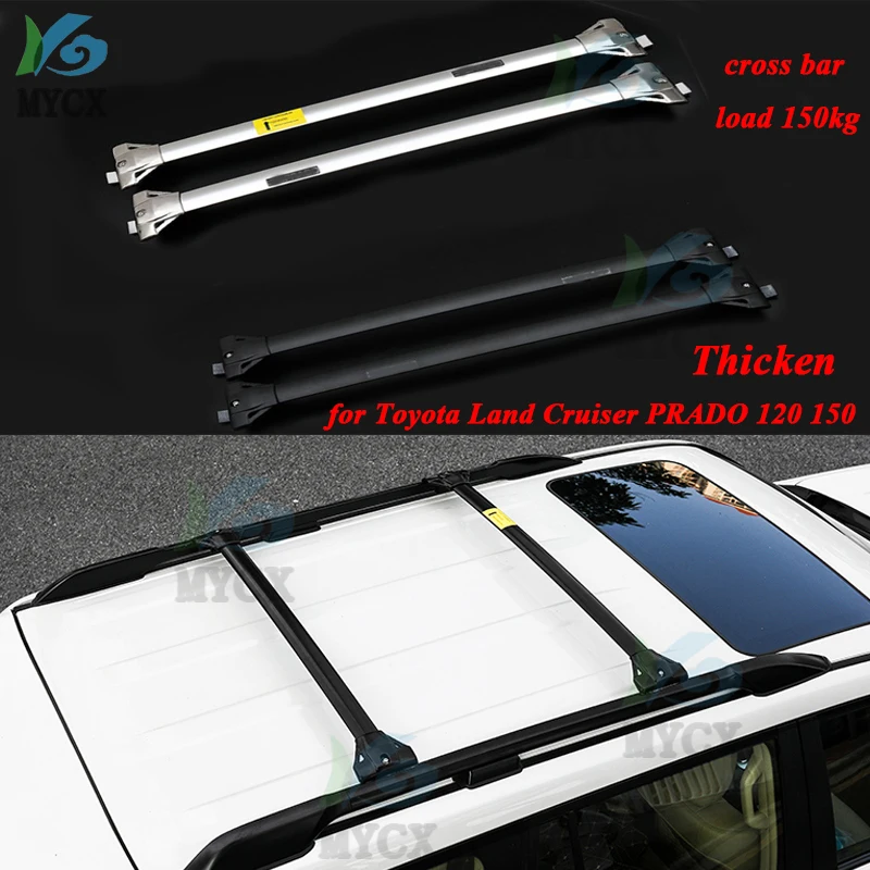 Thicken roof rack cross bar horizontal rail for Toyota Land Cruiser PRADO 120 and 150 series 2003-2021,newest design,load 150kg