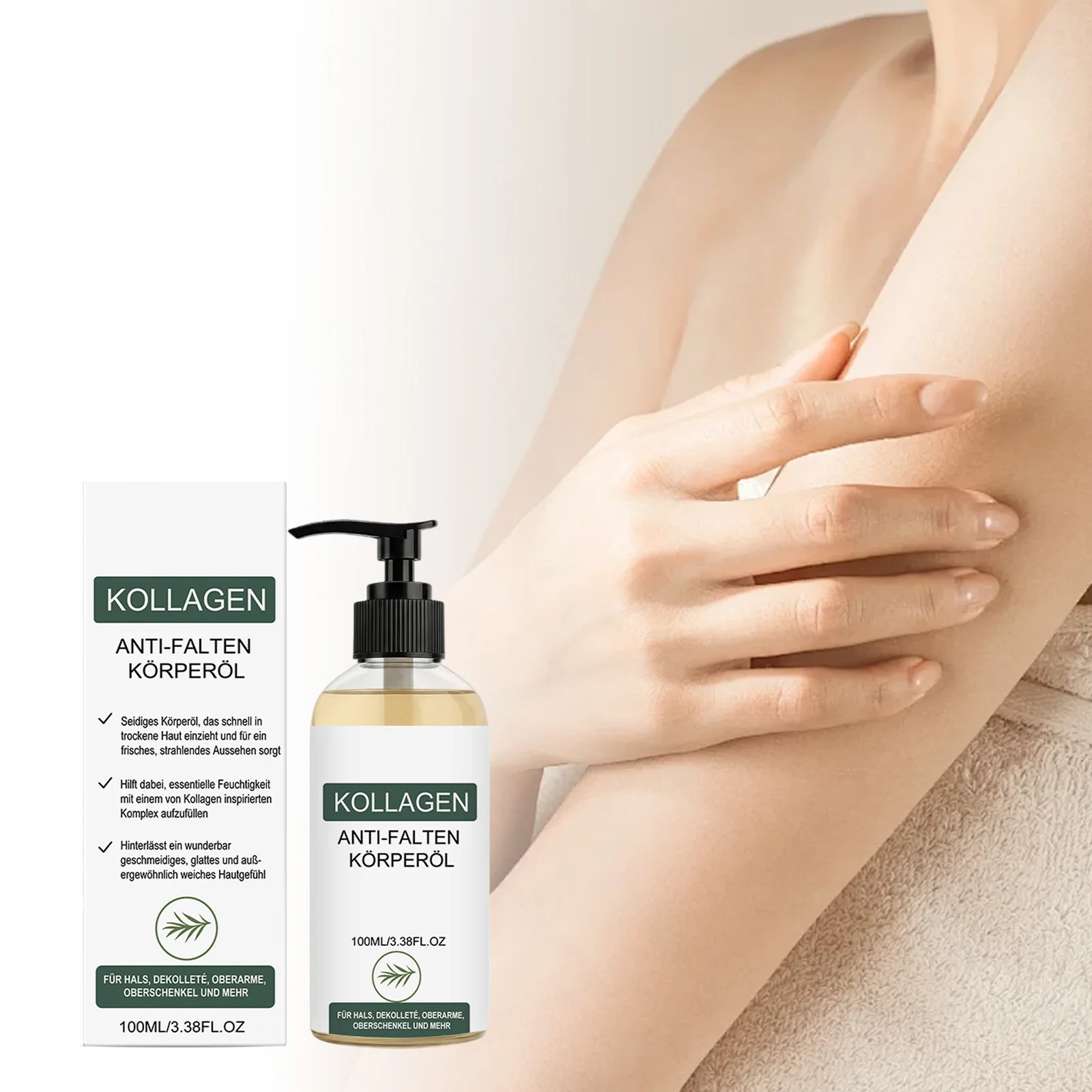 Collagen Anti-Wrinkle Body Oil 100ml Firming Body Oil for Neck, Décolleté Upper Arms and Thighs Anti-Aging Massage Oil