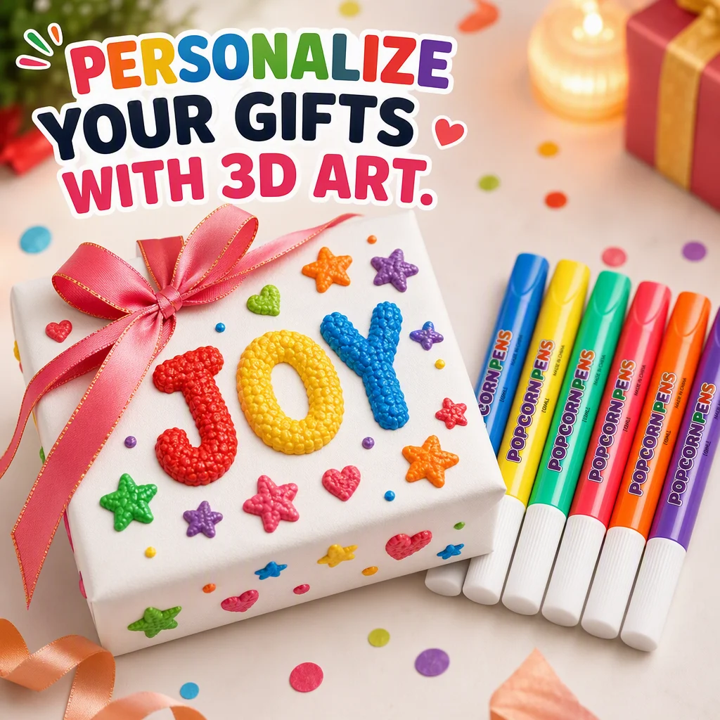 6 Color 3D Magic Popcorn Pen Set Kids Art Supplies Creative Stationery Smooth Writing Marker For DIY Painting Greeting Card view 2